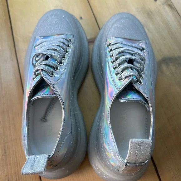 Alexander McQueen Tread Slick Iridescent Sparkle Translucent Sneaker Boots 38 - Picture 8 of 11